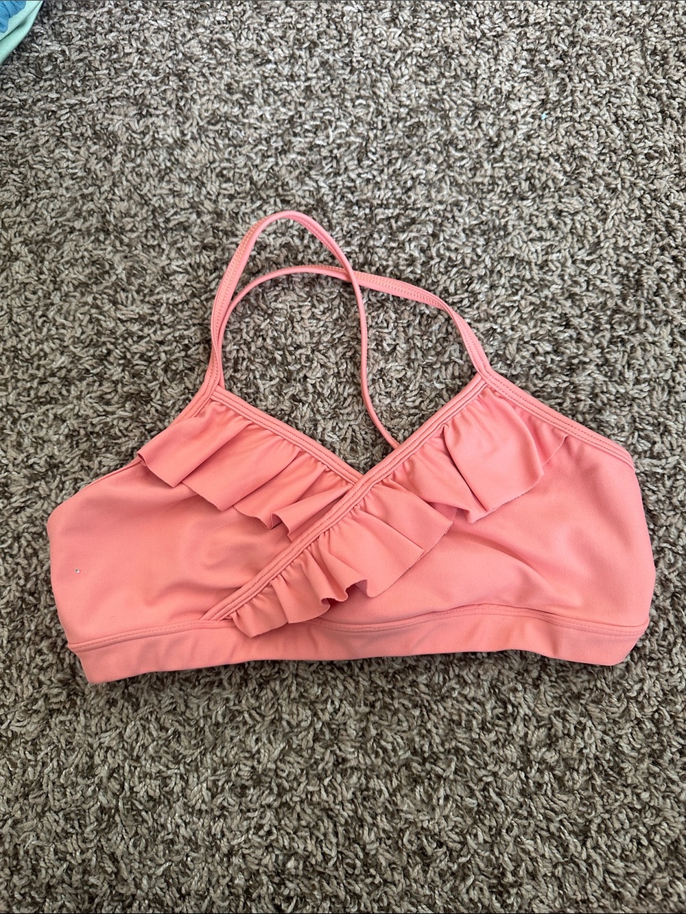 Oh La La Ruffle Front Coral dance top.